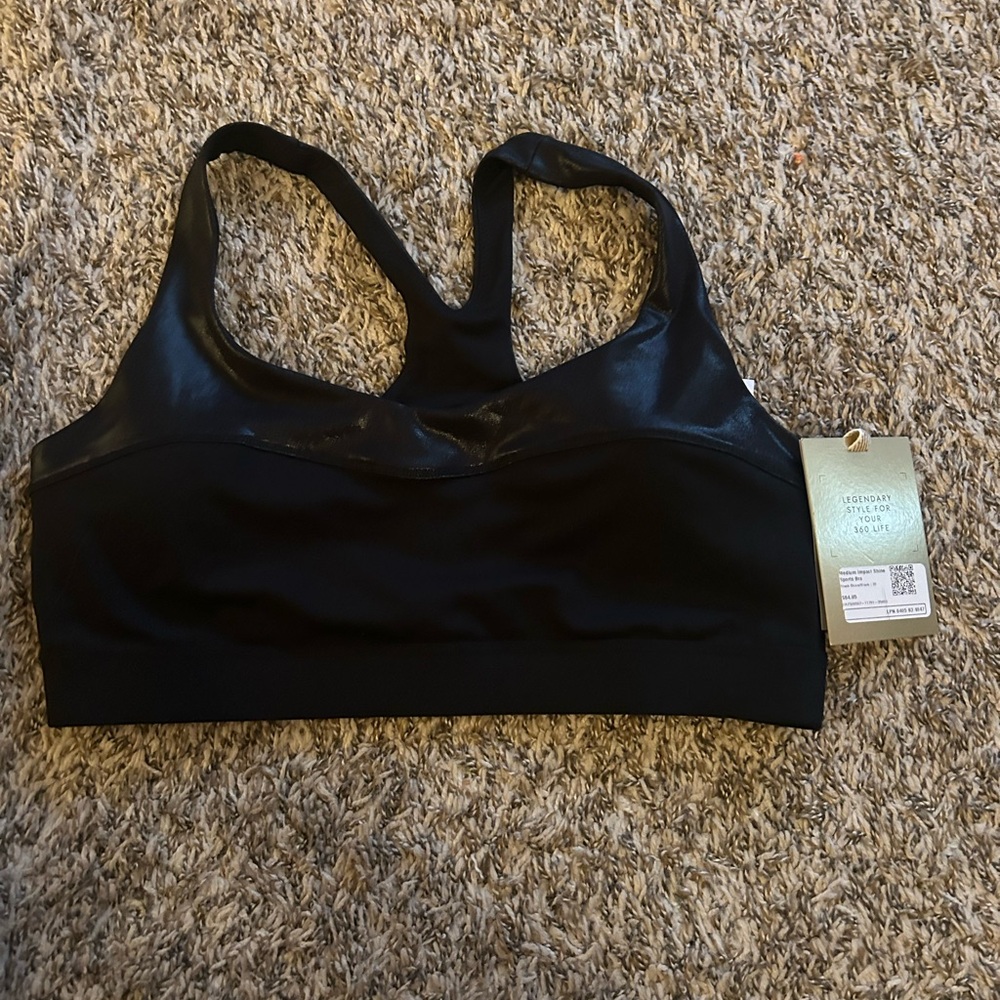 Fabletics Luxe 360 Collection Black Medium Impact Shine Sports Bra - Brand New